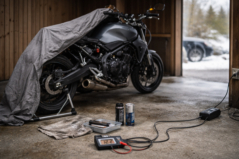 Vinterluk din motorcykel uden drama: 45 minutter nu, 20 minutter til foråret