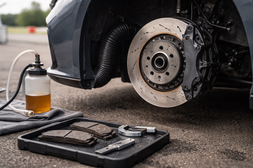 Bremser til trackday uden drama: væske, klodser og køling der virker på både bane og vej