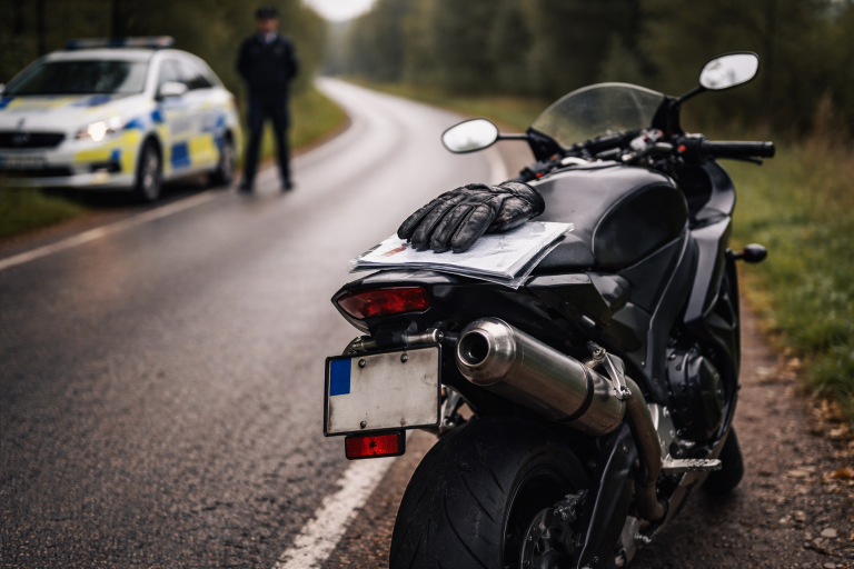 Jeg stod ved vejsiden med en brølende 600’er - og en meget rolig betjent